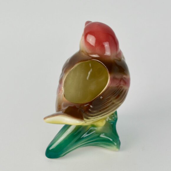 Vintage Royal Copley Kinglet Bird On a Branch Planter Red Beige Yellow Green - Picture 4 of 11